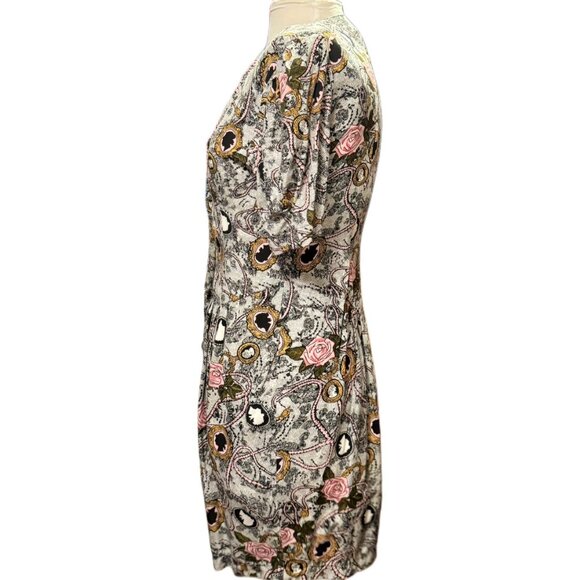 La Belle MSRP $187 V-Neck Floral Embroidered Dress Removable Shoulder Pads Small - Picture 3 of 8